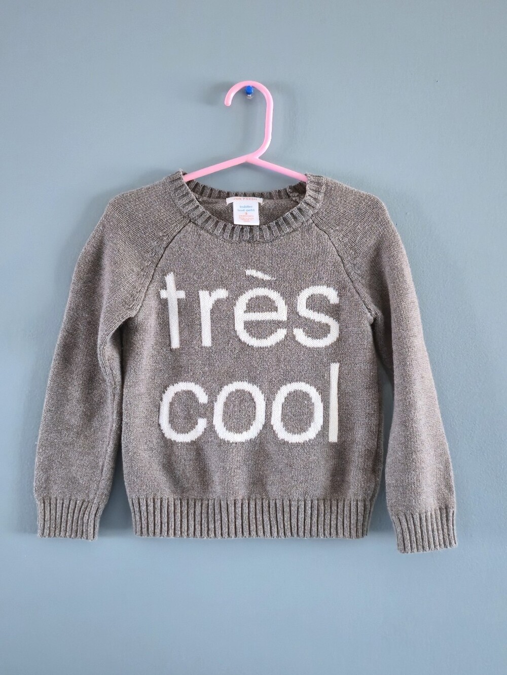 Kids 'très cool' Gray Knit Sweater 3T
